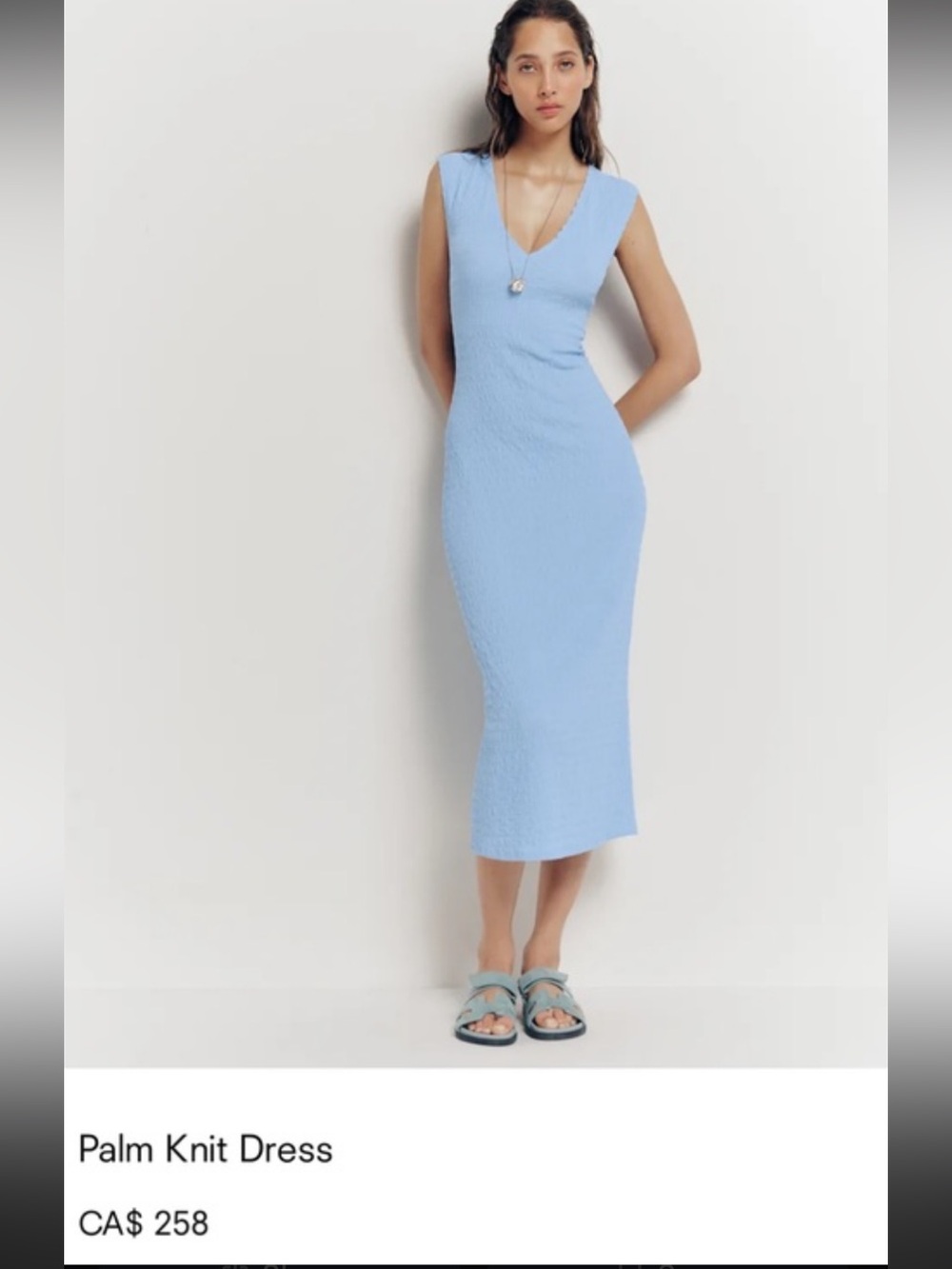 Reformation palm knit dress baby blue